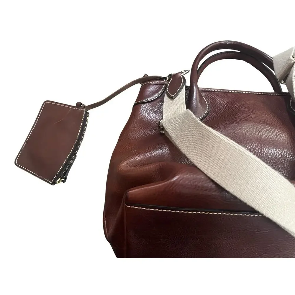 Dooney Bourke Florentine Vacchetta Leather Saddle Messenger Crossbody Bag Brown
